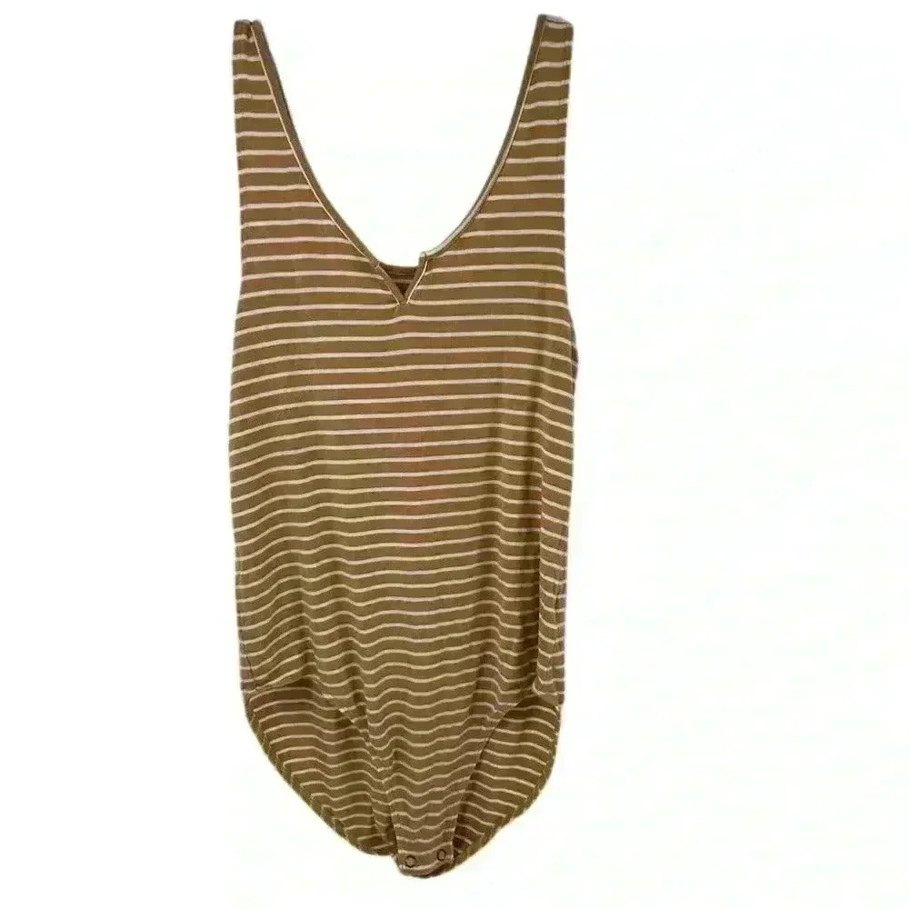 American Eagle Women's Striped yellow/gold and white Bodysuit Multicolor Size M‎